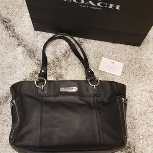 Coach Black Leather Tote Bag Purse